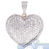 Womens Diamond Pave Heart Love Pendant 14K Yellow Gold 2.17ct