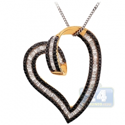 14K Yellow Gold 2.39 ct Baguette Diamond Heart Womens Pendant