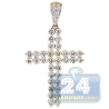 Mens Two Row Diamond Cross Pendant 14K Yellow Gold 1.71ct