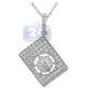 14K White Gold 1.07 ct Diamond Rectangle Drop Pendant