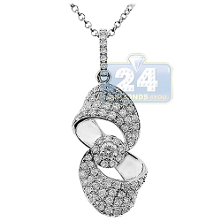 14K White Gold 1.00 ct Diamond Infinity Symbol Womens Pendant