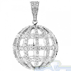 14K White Gold 2.27 ct Diamond Globe Sphere Pendant