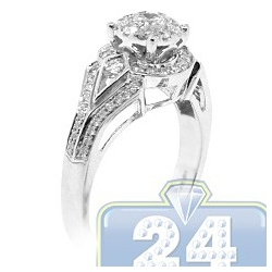 14K White Gold 0.82 ct Diamond Illusion Vintage Engagement Ring