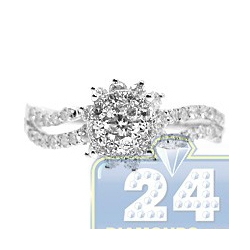 14K White Gold 1.06 ct Diamond Cluster Flower Engagement Ring