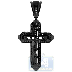 Black 14K Gold 1.02 ct Diamond Crucifix Cross Mens Pendant