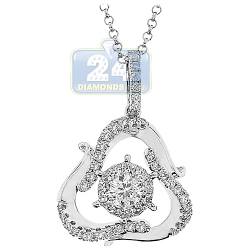 14K White Gold 0.91 ct Diamond Womens Triangle Drop Pendant