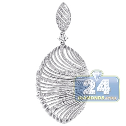 Womens Diamond Openwork Leaf Pendant 18K White Gold 0.76ct
