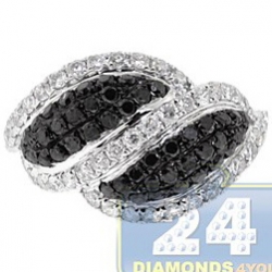 14K White Gold 1.63 ct Mixed Black Diamond Womens Bypass Ring