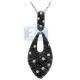 14K White Gold 2.70 ct Black Diamond Womens Drop Pendant
