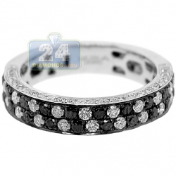 14K White Gold 1.25 ct Black Diamond Womens Band Ring