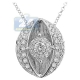 14K White Gold 0.85 ct Diamond Womens Oval Drop Pendant