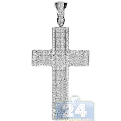 14K White Gold 0.96 ct Diamond Pave Latin Cross Pendant