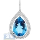14K White Gold 14.62 ct Topaz Diamond Womens Teardrop Pendant
