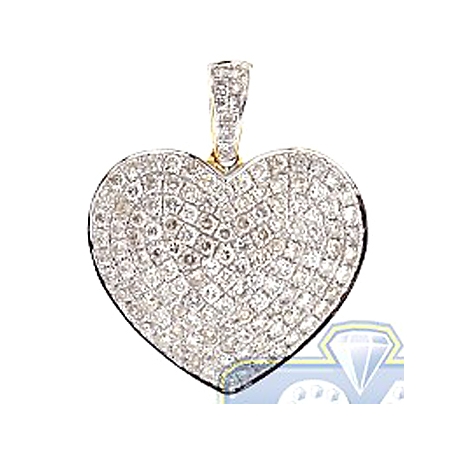 Womens Diamond Classic Heart Pendant 14K Yellow Gold 1.49ct