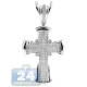 14K White Gold 1.20 ct Diamond Puff Cross Mens Pendant