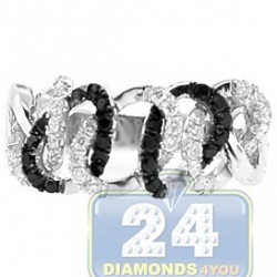 14K White Gold 0.63 ct Black Diamond Womens Braided Band Ring