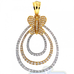 14K Two Tone Gold 1.29 ct Diamond Butterfly Womens Pendant