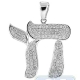 14K White Gold 1.36 ct Diamond Chai Symbol Mens Pendant