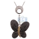 14K White Gold 1.37 ct Black Diamond Womens Butterfly Pendant