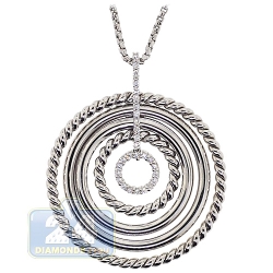 14K White Gold 0.42 ct Diamond Layered Circles Pendant Necklace