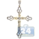 14K Yellow Gold 1.17 ct Diamond Vintage Style Cross Pendant