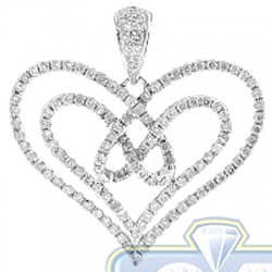 14K White Gold 1.04 ct Diamond Layered Open Heart Pendant