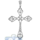 14K White Gold 0.89 ct Diamond Filigree Cross Mens Pendant
