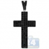 Mens Black PVD Diamond Latin Cross Pendant 14K Gold 1.14 ct