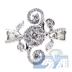 Womens 0.84 ct Diamond Abstract Flower Ring 14K White Gold