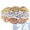 14K Three Tone Gold 0.84 ct Diamond Womens Braided Triple Band Ring