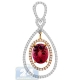 14K Two Tone Gold 3.70 ct Tourmaline Diamond Drop Pendant