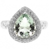 14K White Gold 3.13 ct Green Amethyst Gemstone Diamond Womens Cocktail Ring