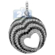 14K White Gold 1.26 ct Black Diamond Heart Round Pendant