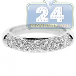 14K White Gold 1.00 ct 3 Row Diamond Womens 5 mm Band Ring