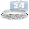 14K White Gold 1.00 ct 3 Row Diamond Womens 5 mm Band Ring