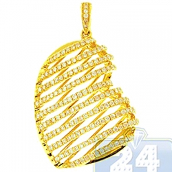 14K Yellow Gold 1.00 ct Diamond Lined Heart Womens Pendant