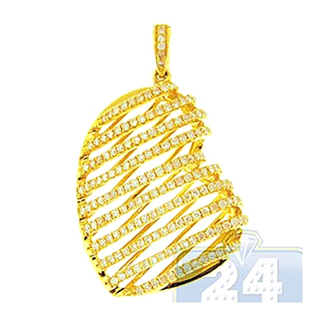 Womens Diamond Lined Heart Love Pendant 14K Yellow Gold 1.00ct