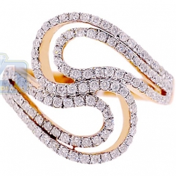 14K Yellow Gold 0.75 ct Diamond Womens Bypass Layered Ring