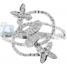 14K White Gold 0.42 ct Diamond Womens Openwork Flower Ring