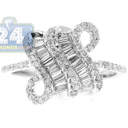14K White Gold 0.70 ct Baguette Diamond Antique Womens Ring