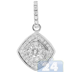 14K White Gold 0.69 ct Diamond Womens Square Drop Pendant