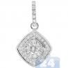 Womens Diamond Small Square Drop Pendant 14K White Gold 0.69ct