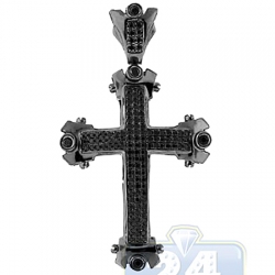 Black 14K Gold 0.60 ct Diamond Religious Cross Mens Pendant