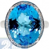 14K White Gold 17.02 ct Blue Topaz Gemstone Diamond Womens Cocktail Ring