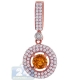 14K Rose Gold 1.77 ct Diamond Citrine Womens Halo Pendant