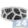 14K White Gold 1.05 ct Mixed Black Diamond Patterned Womens Ring