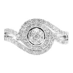 14K White Gold 0.81 ct Diamond Cluster Infinity Engagement Ring