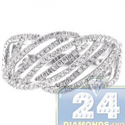 14K White Gold 0.72 ct Diamond Cage Womens Openwork Ring