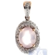 14K Rose Gold 3.05 ct Quartz Diamond Womens Oval Drop Pendant