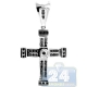 14K White Gold 0.78 ct Channel Set Black Diamond Cross Pendant